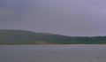 Strong summer storm. Water bubbles formed on the surface of the lake due to heavy rain Royalty Free Stock Photo