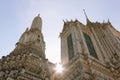 strong sunlight at The Temple of Dawn Wat Arun in Bangkok Thailand Royalty Free Stock Photo