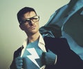 Strong Superhero Businessman Lightning Bolt Concept Royalty Free Stock Photo