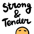 Strong and tender hand drawn lettering with cute sad monster yellow color