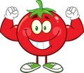 Strong Tomato Cartoon Mascot Character Flexing