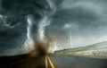 Strong Tornado Moving Through Landscape Royalty Free Stock Photo