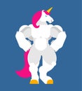 Strong Unicorn Power. Powerful Magic horse. heavy steed. Vector