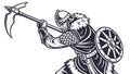 Viking warrior in battle armor with axe and shield, Norse legend, vector design Generative AI Royalty Free Stock Photo