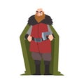 Strong Viking, Male Scandinavian Warrior Character with Axe Vector Illustration