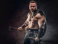 Severe barbarian in warrior clothes