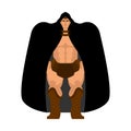 Strong warrior in cloak. Barbarian in cape