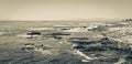 Strong waves, stones and sea cliffs, Sea Point promenade in Cape Town, South Africa