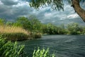 Strong wind on a river