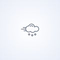 Strong wind and shower of hail, vector best gray line icon