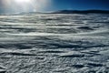 Strong wind on snowy slope of mountain. Drifting snow Royalty Free Stock Photo