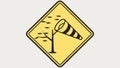Strong Winds or Crosswind Warning Road Sign with Windsock, vector design Generative AI Royalty Free Stock Photo