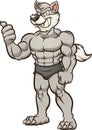 Strong cartoon wolf with thumbs up