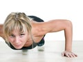 Strong woman doing push-up