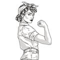 Strong woman monochrome pin-up element Royalty Free Stock Photo