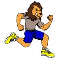 Strong young lion eagle cartoon fitness illustration