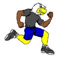Strong young runner eagle cartoon fitness illustration