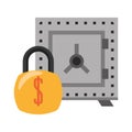 Strongbox and padlock money symbols Royalty Free Stock Photo