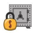 Strongbox and padlock money symbols Royalty Free Stock Photo