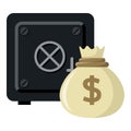 Strongbox and Sack of Money Flat Icon