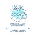 Stronger market differentiation blue concept icon