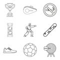 Strongest athlete icons set, outline style