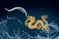 Golden dragon injects fresh water in the river
