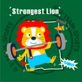 Strongest lion funny animal cartoon,vector illustration