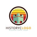 stronghold castle tower vector logo design inside a circle