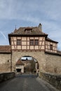 The stronghold gate in the medieval town Rothenburg ob der Tauber, one of the most beautiful and romantic villages in Europe