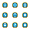 Stronghold icons set, flat style Royalty Free Stock Photo