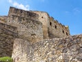 Thick stone walls of medieval fortification