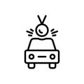 Black line icon for Strongly, car and harshly