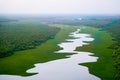 Strongly meandering river in a green valley