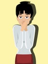 Strongly surprised person, vector cartoon portrait