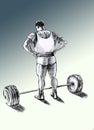 Strongman and barbell. Weight lifting.