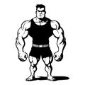 Strongman . Fictional character . Black and white illustration