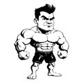 Strongman . Fictional character . Black and white illustration