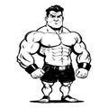 Strongman . Fictional character . Black and white illustration