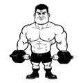 Strongman . Fictional character . Black and white illustration