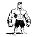 Strongman . Fictional character . Black and white illustration