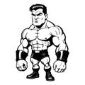 Strongman . Fictional character . Black and white illustration