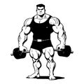 Strongman . Fictional character . Black and white illustration