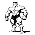 Strongman . Fictional character . Black and white illustration