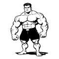 Strongman . Fictional character . Black and white illustration