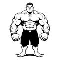 Strongman . Fictional character . Black and white illustration