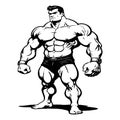 Strongman . Fictional character . Black and white illustration