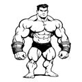 Strongman . Fictional character . Black and white illustration