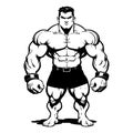 Strongman . Fictional character . Black and white illustration