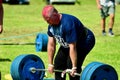 Auckland, New Zealand - Mar 2020. Strongman training in a public park, log Lift and Deadlift training Royalty Free Stock Photo